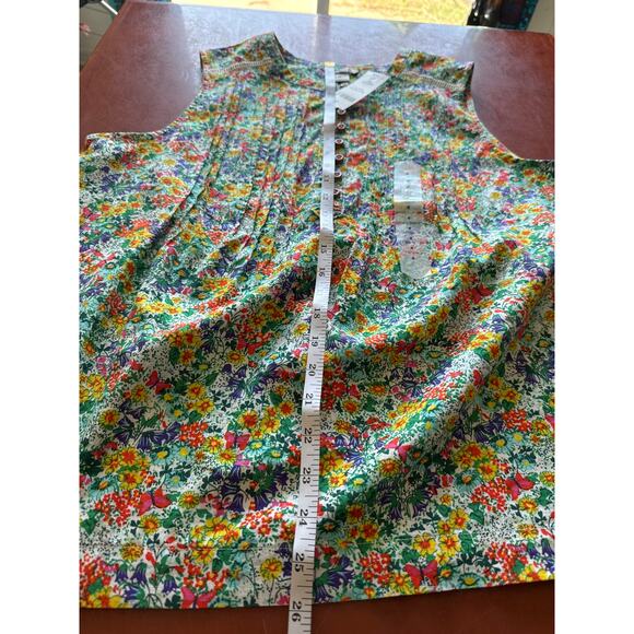 Duluth Trading Women's Artisan Hemp Pin-Tuck Tank In Multi Ditsy Garden Floral - Picture 7 of 9
